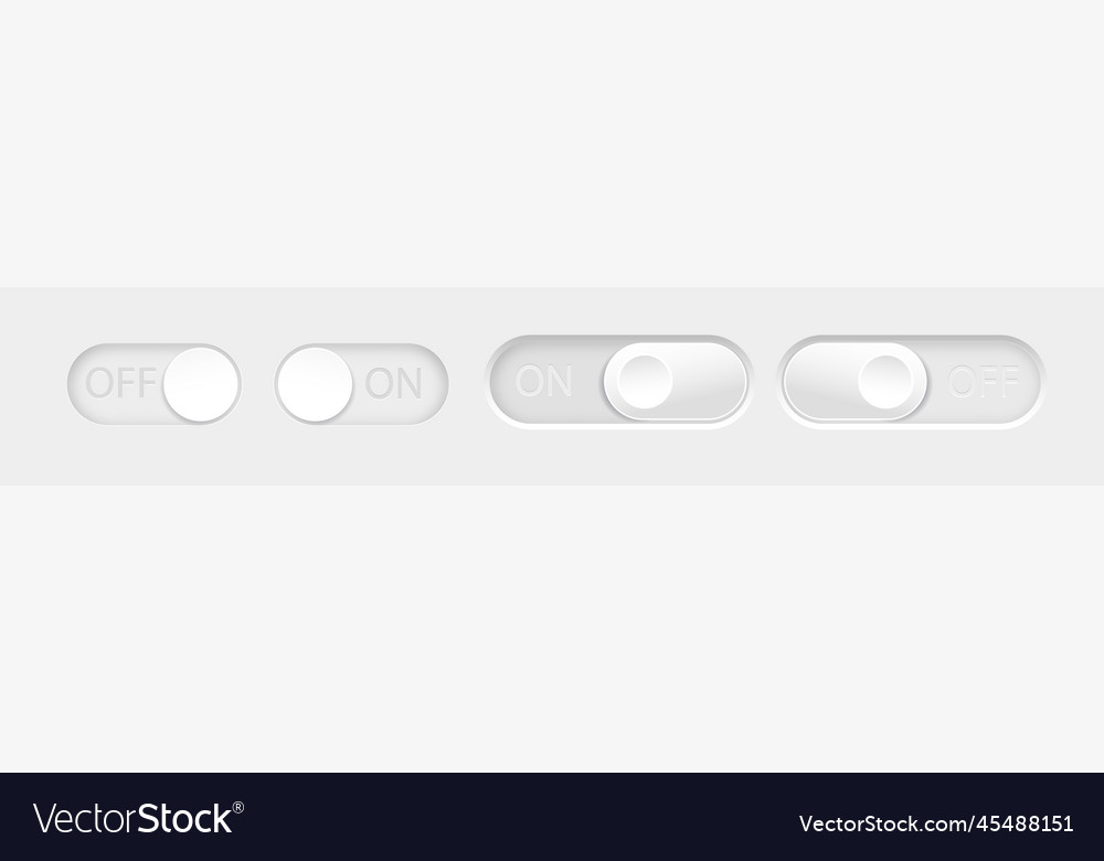 Toggle switch buttons isolated on white background vector image Toggle switch buttons isolated on white background