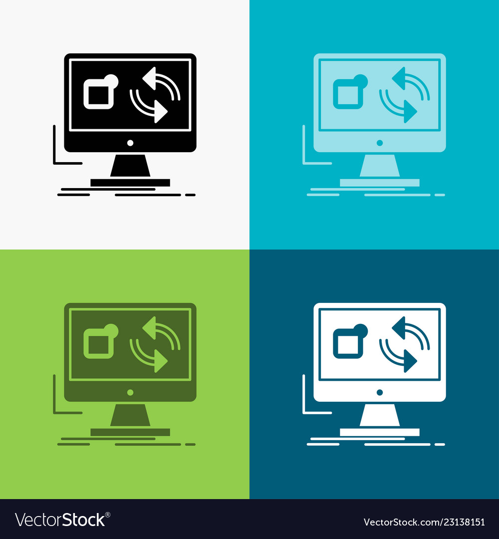 Update app application install sync icon over vector image Update app application install sync icon over