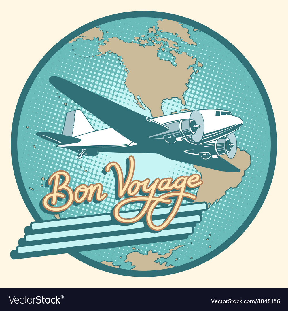 Bon Voyage Abstract Retro Plane Poster Royalty Free Vector