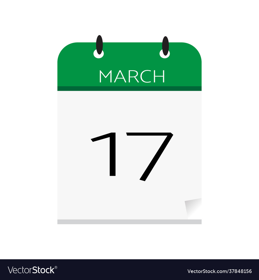 Calendar 17 march stpatrick day icon flat vector image Calendar 17 march stpatrick day icon flat