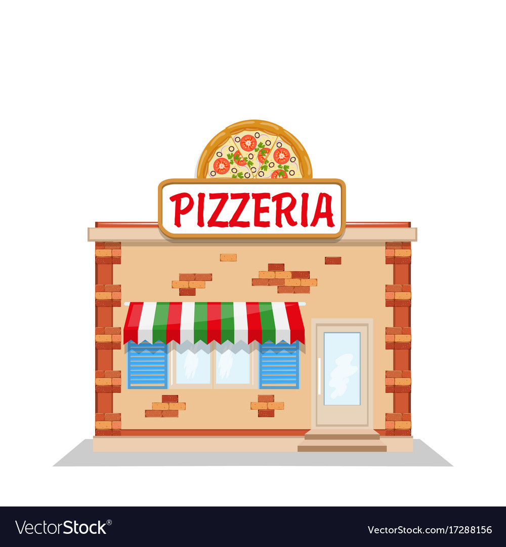 Cartoon pizzeria flat Royalty Free Vector Image