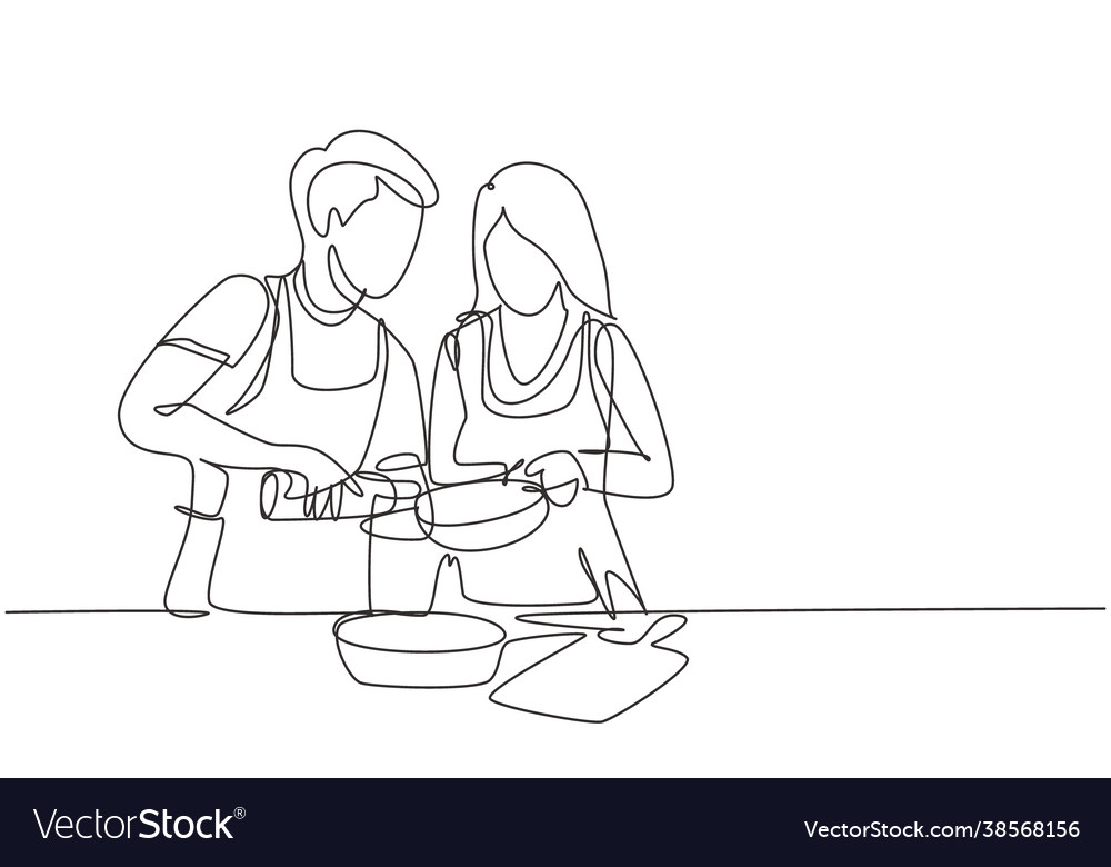 Continuous one line drawing happy romantic couple