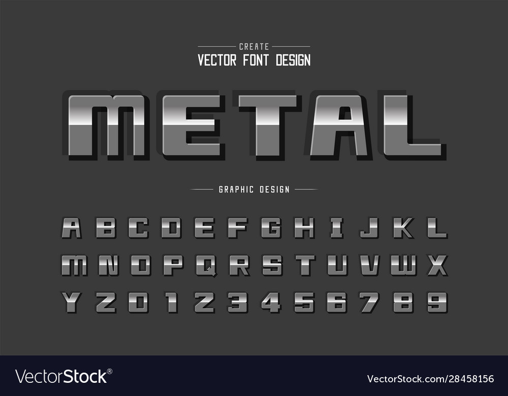 Gradient font and reflective alphabet bold vector image Gradient font and reflective alphabet bold