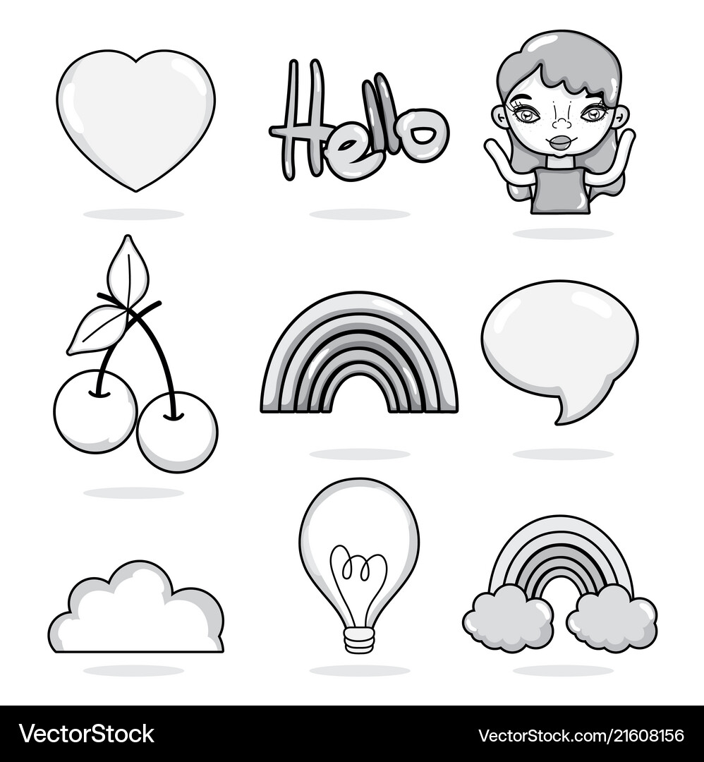 Hello set of cartoons Royalty Free Vector Image
