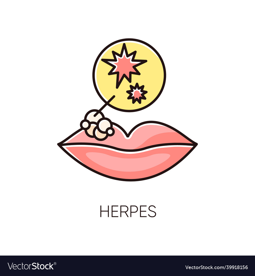 Herpes Rgb Color Icon Viral Skin Infection Vector Image 8771