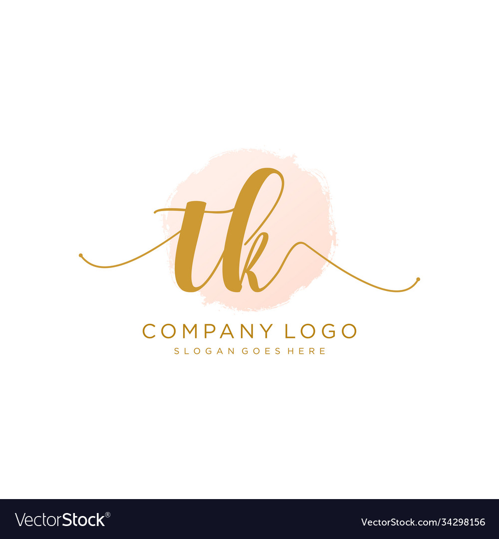 Initial tk handwriting logo with circle template