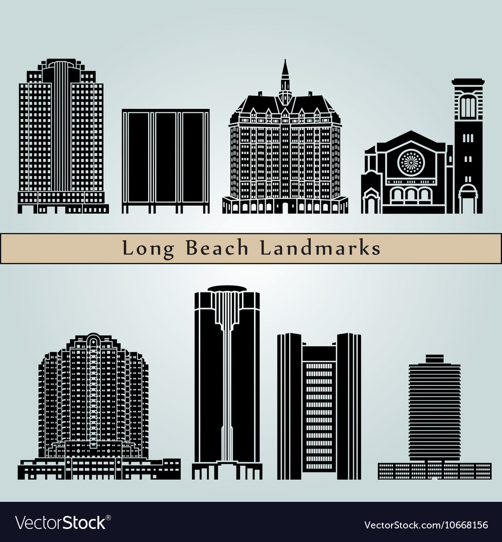 Long Beach Landmarkonument Royalty Free Vector Image Long Beach Landmarkonument Vector Image
