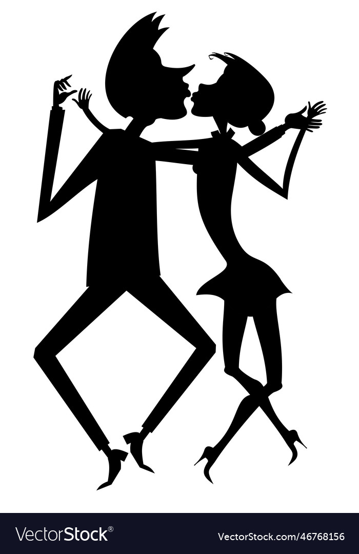 Romantic dancing young couple art silhouette Vector Image