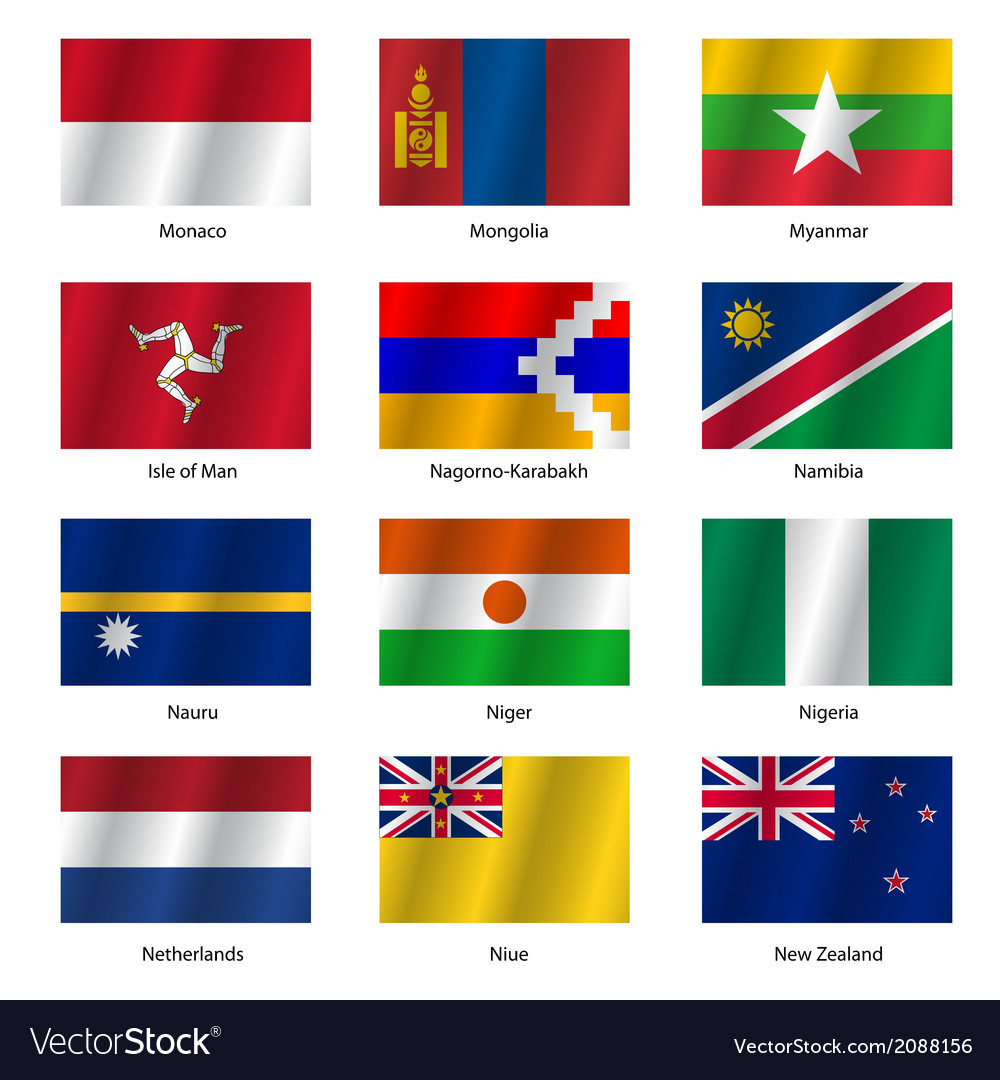 Set flags of world sovereign states Royalty Free Vector