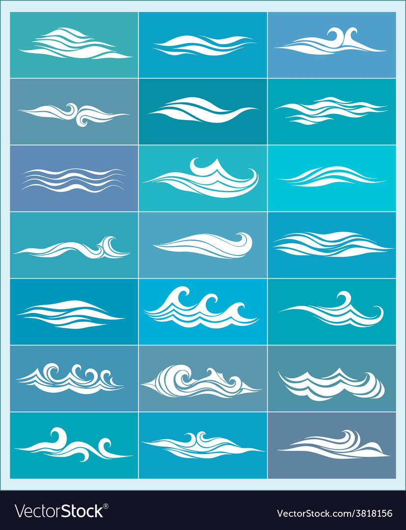 Set icons stylized waves