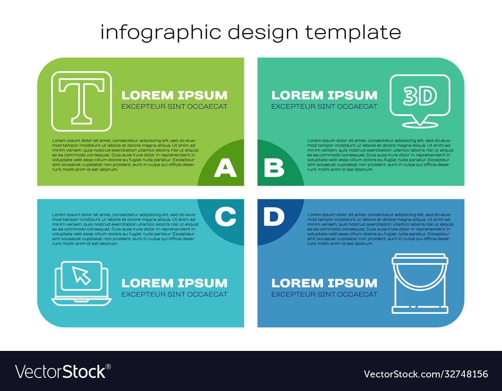 Set line laptop and cursor text paint bucket vector image Set line laptop and cursor text paint bucket