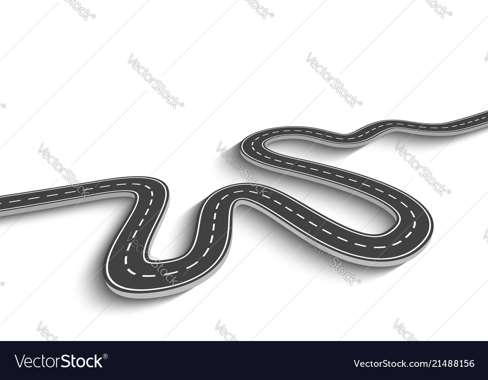 Winding road on a white isolated background road Vector Image