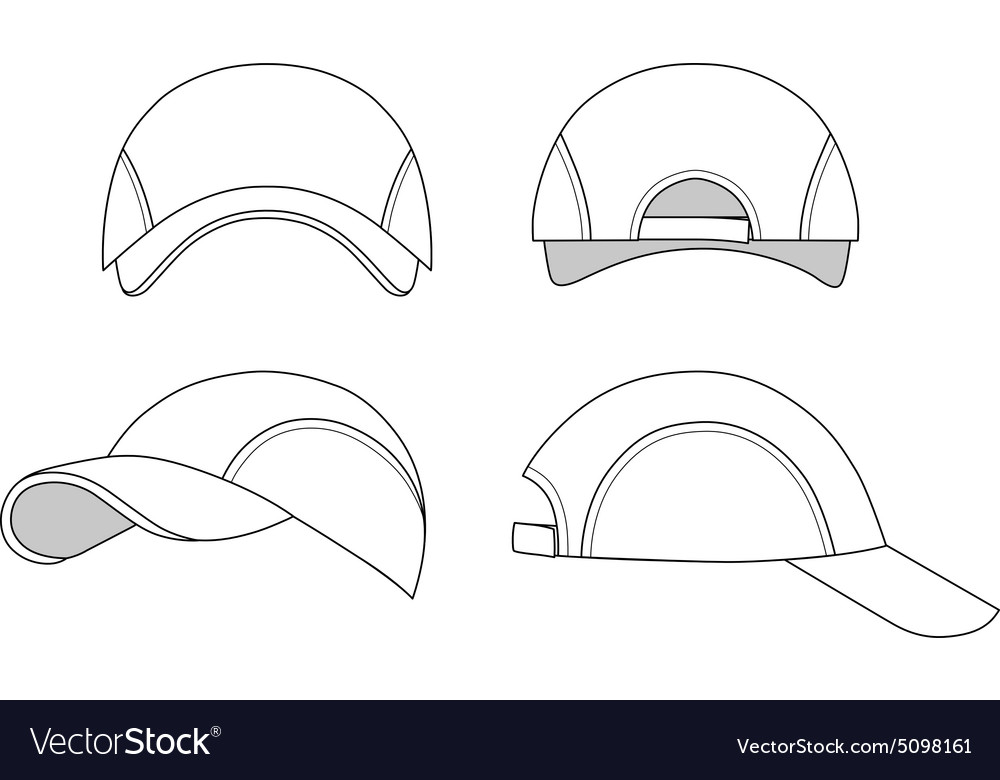 Baseball tennis cap outlined template