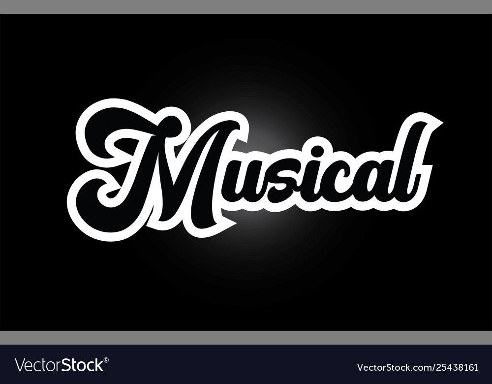 Black and white musical hand written word text Vector Image