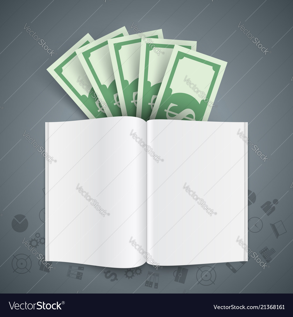 Book money on the grey background