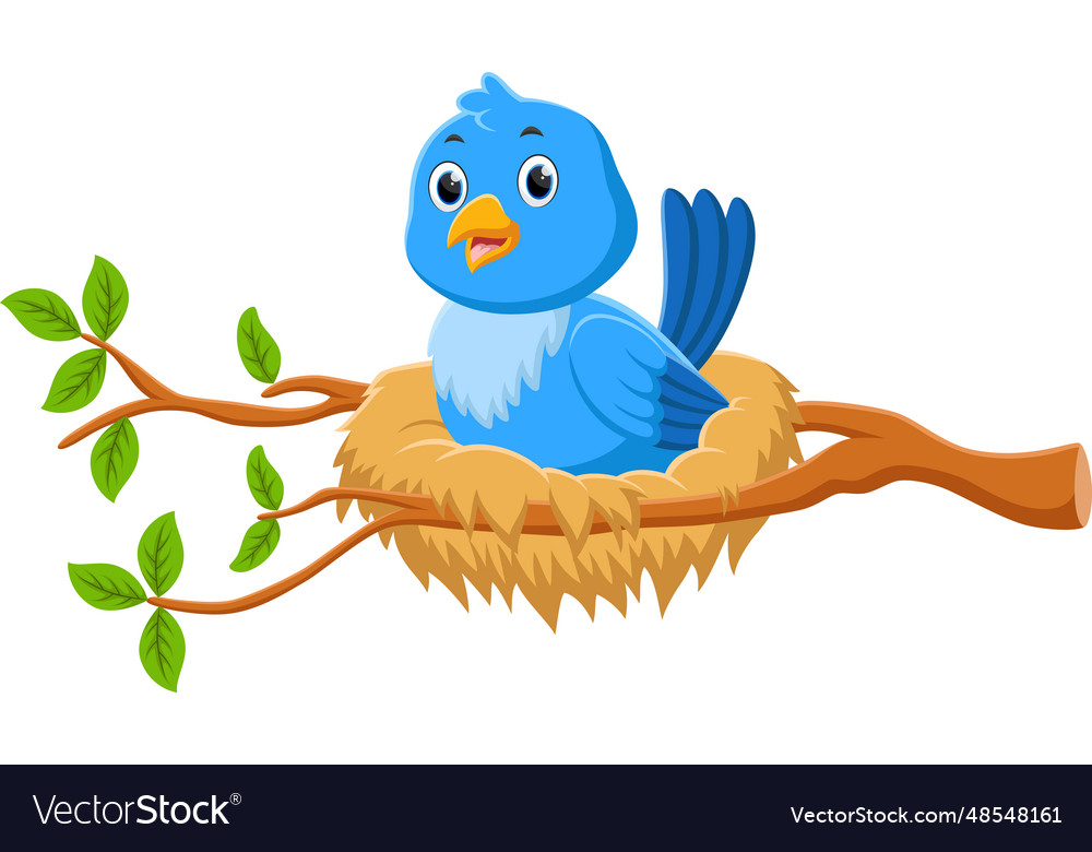 Cartoon Cute Bird In The Nest Royalty Free Vector Image