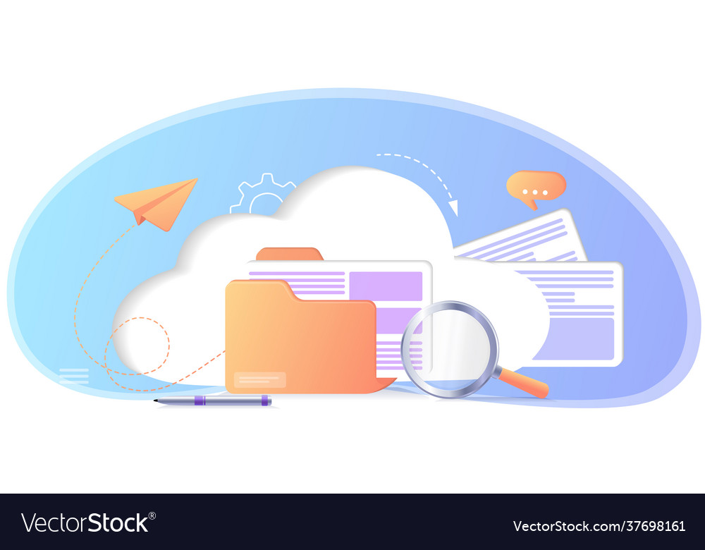Database with cloud server vector image Database with cloud server