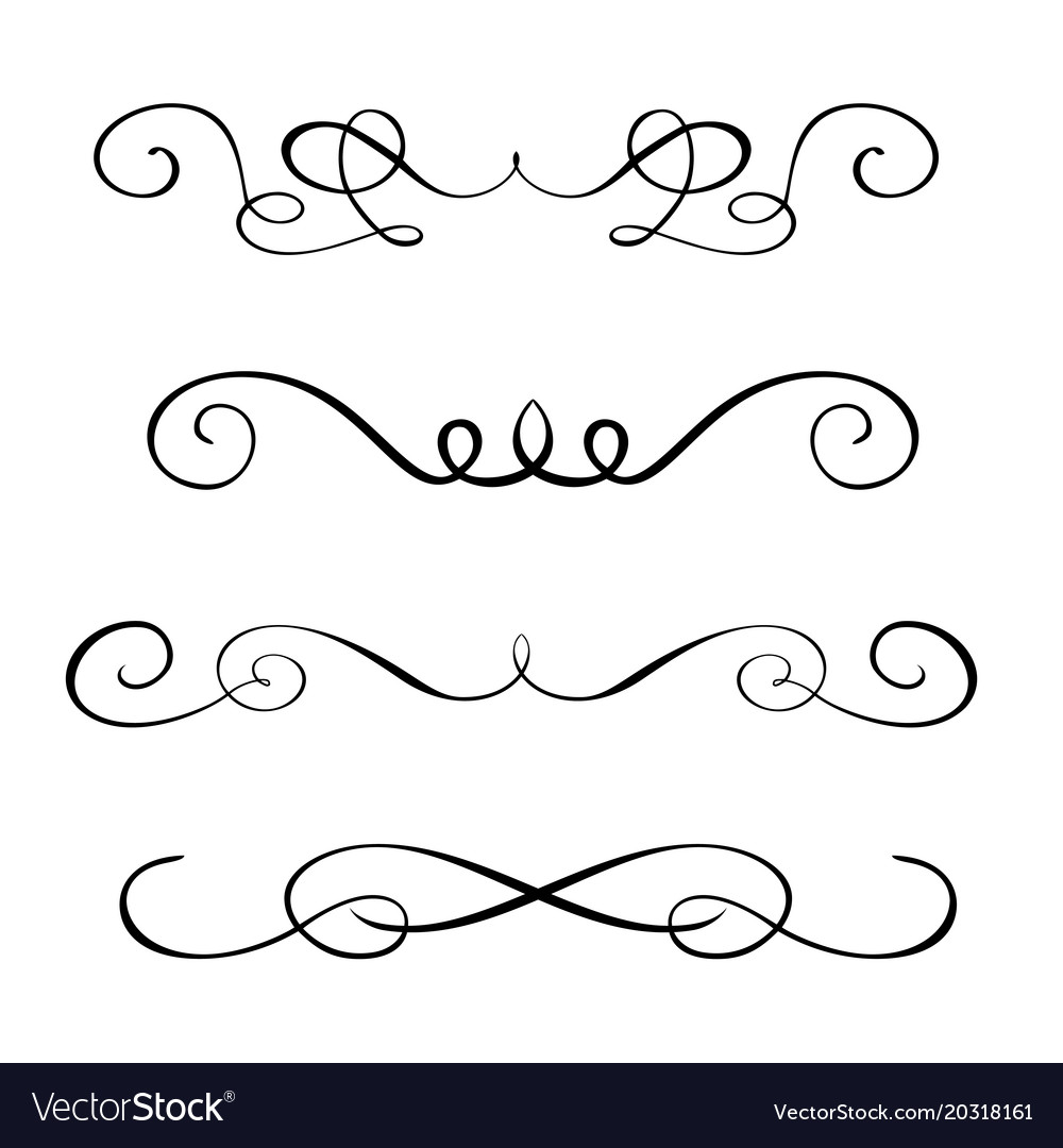 Elegant Flourish Elements - Calligraphic Swirls