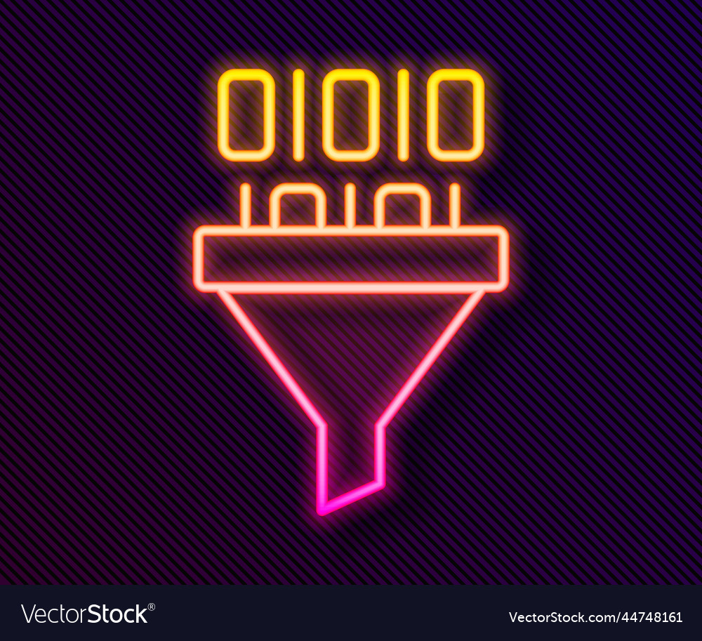 Glowing Neon Linie binären Code-Symbol isoliert