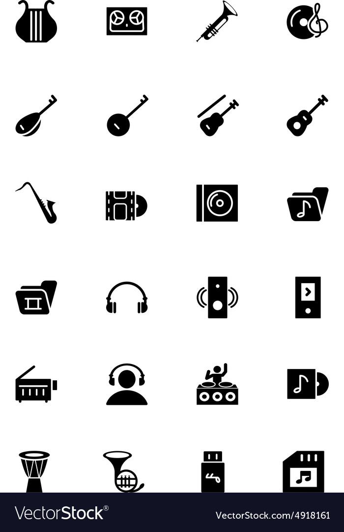 Music solid icons 3 Royalty Free Vector Image - VectorStock