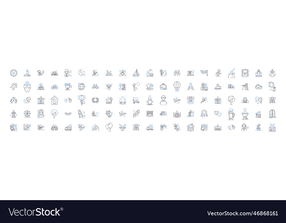 Volksabenteuer Linie Icons Sammlung spannend vector image Volksabenteuer Linie Icons Sammlung spannend