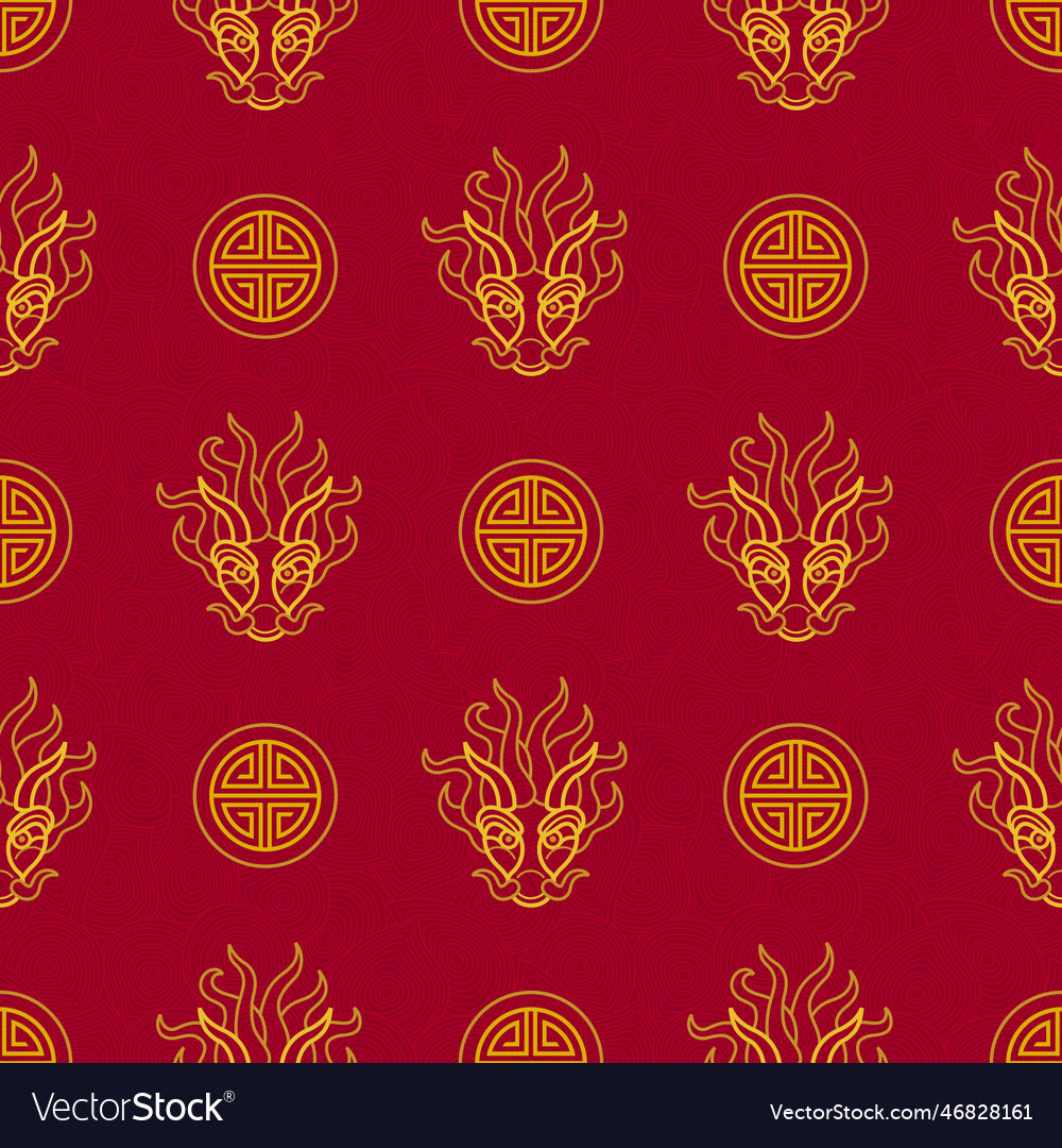 Seamless pattern with golden in chinese style vector image Seamless pattern with golden in chinese style