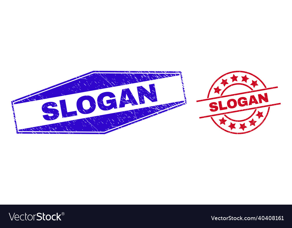 Slogan textured watermarks in round and hexagonal Vector Image Slogan textured watermarks in round and hexagonal