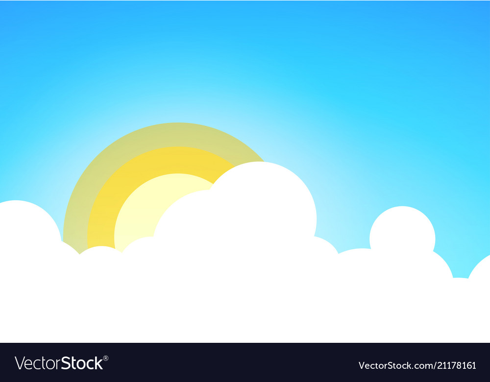 Summer Blue Sky with Sun and Clouds