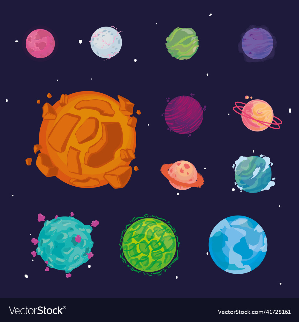 Twelve colored planets