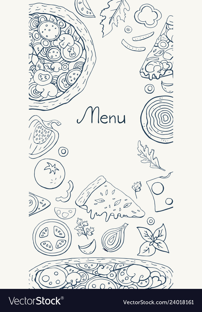 Vertical italian pizza menu banner on white