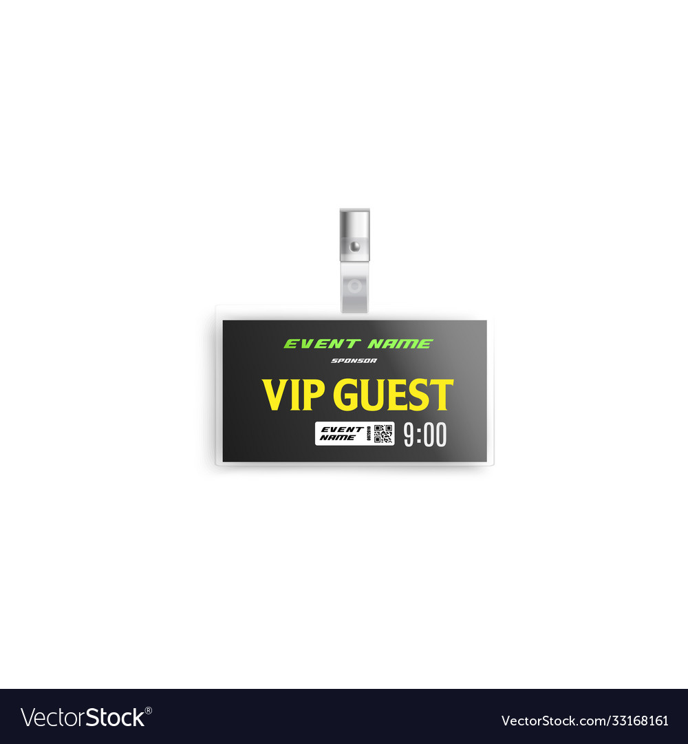 Download Vip Guest Event Pass Id Card Mockup Isolated On Vector Image