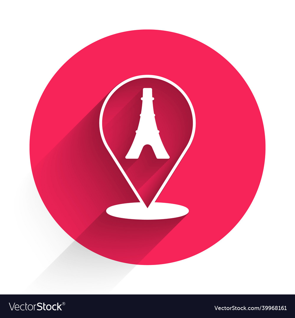 White eiffel tower icon isolated with long shadow vector image White eiffel tower icon isolated with long shadow