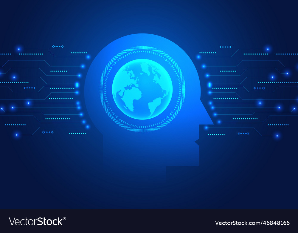 Artificial intelligence robot has globe inside