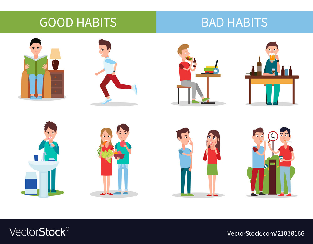 Bad And Good Habits Poster Set Royalty Free Vector Im - vrogue.co