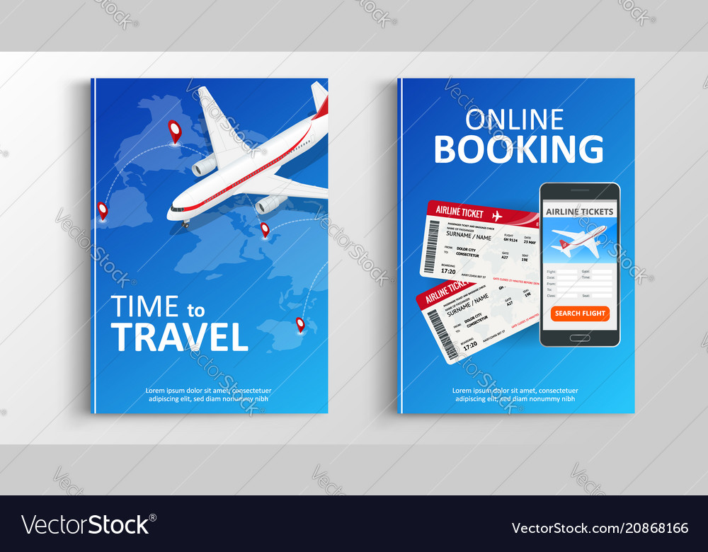 Brochure Or Flaer Travel And Online Bookung Vector Image