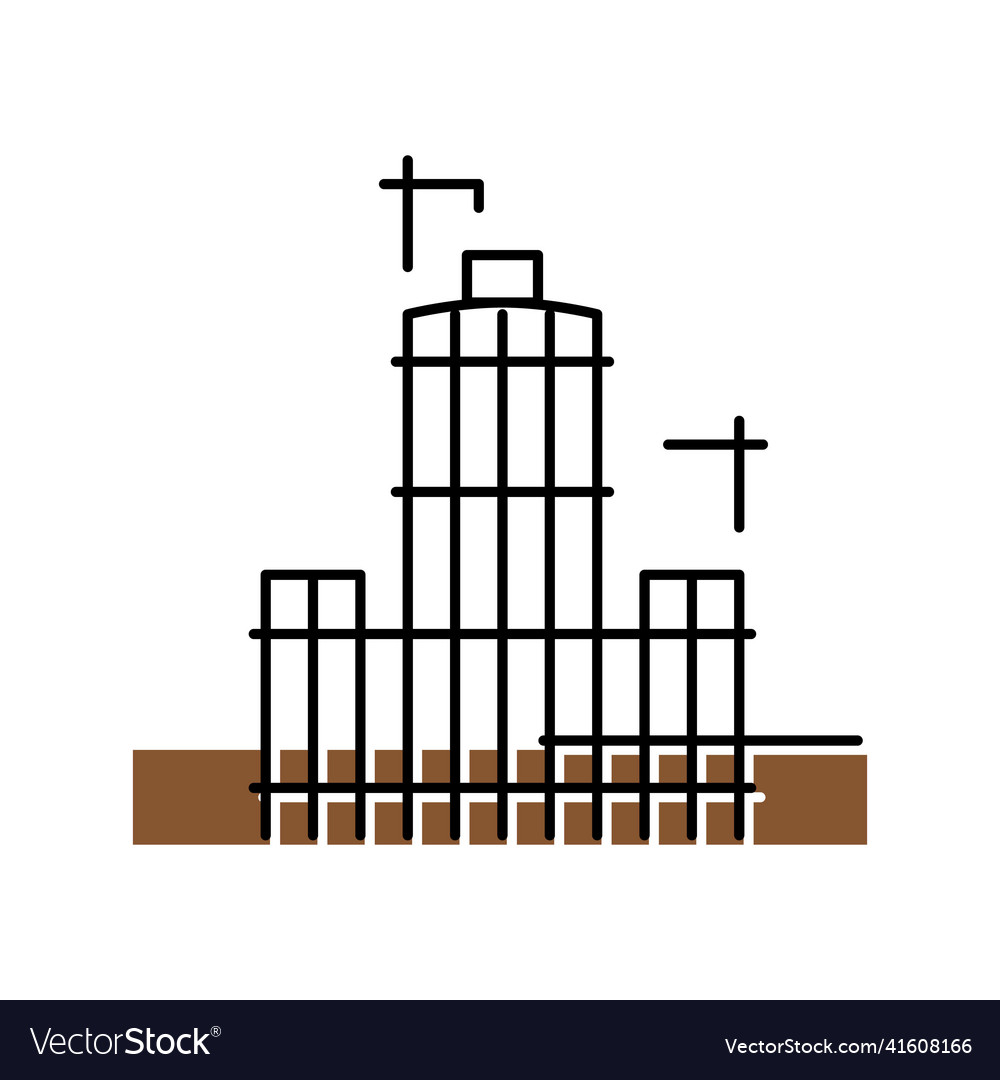 Building skyscraper skeleton color icon vector image Building skyscraper skeleton color icon