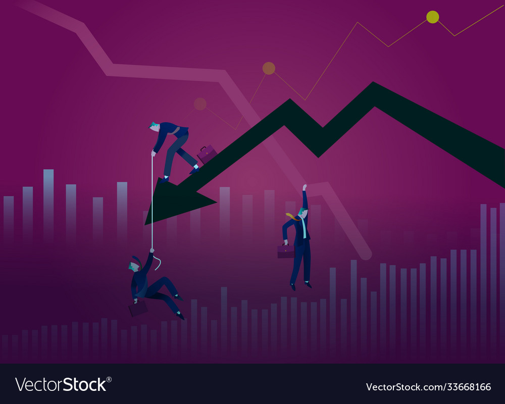 Business concept chart falling businessman Vector Image