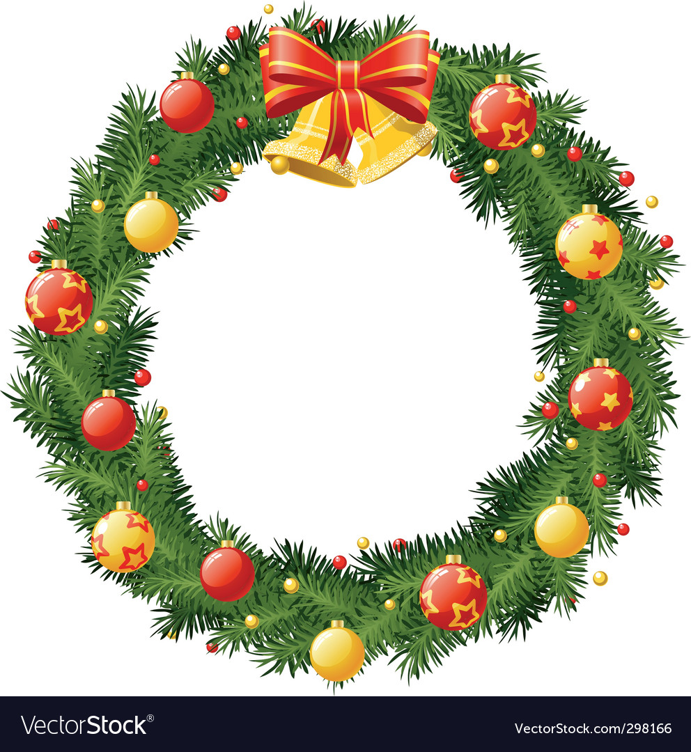 Christmas wreath with golden b Royalty Free Vector Image