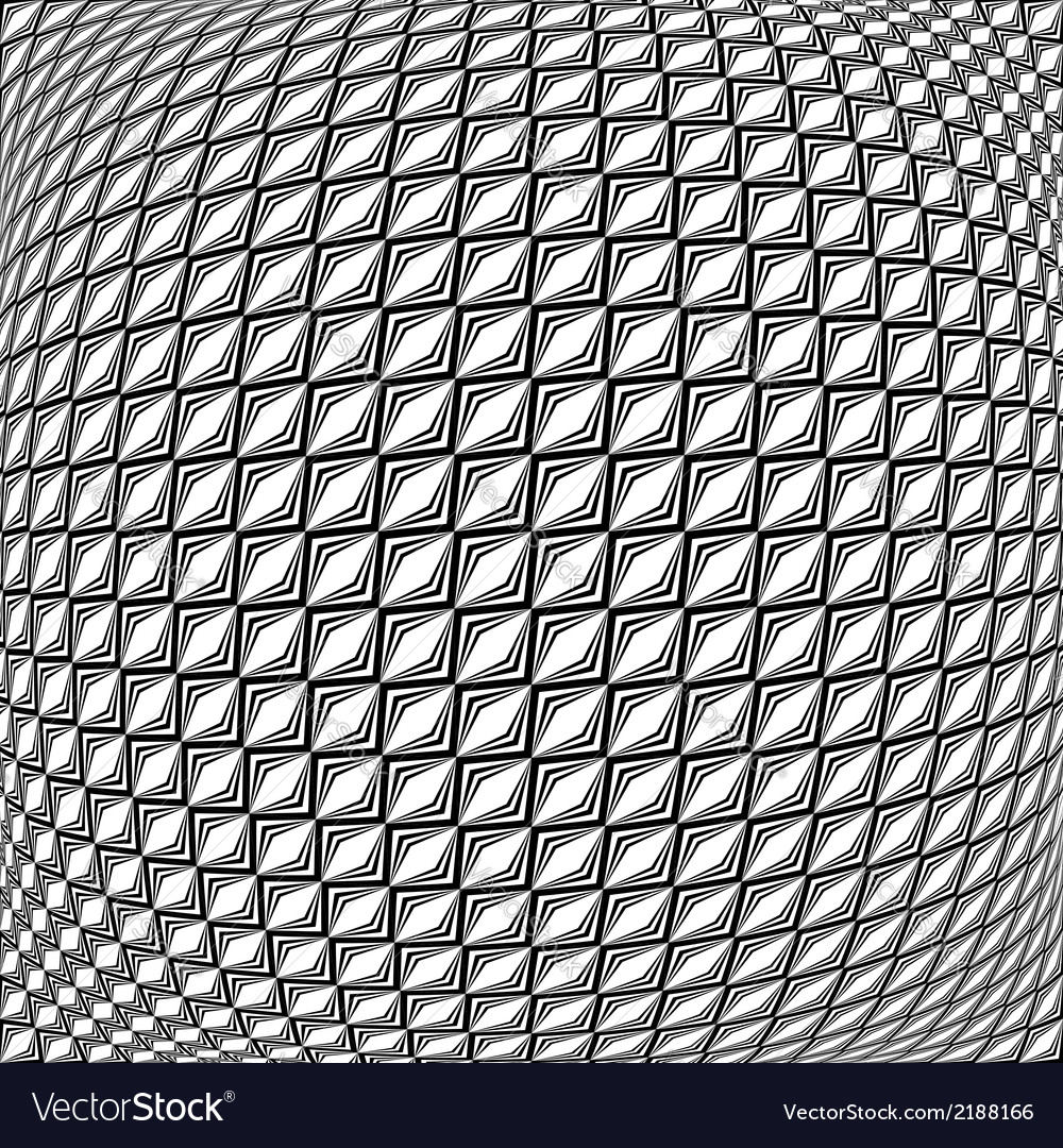 Design monochrome warped grid diamond pattern