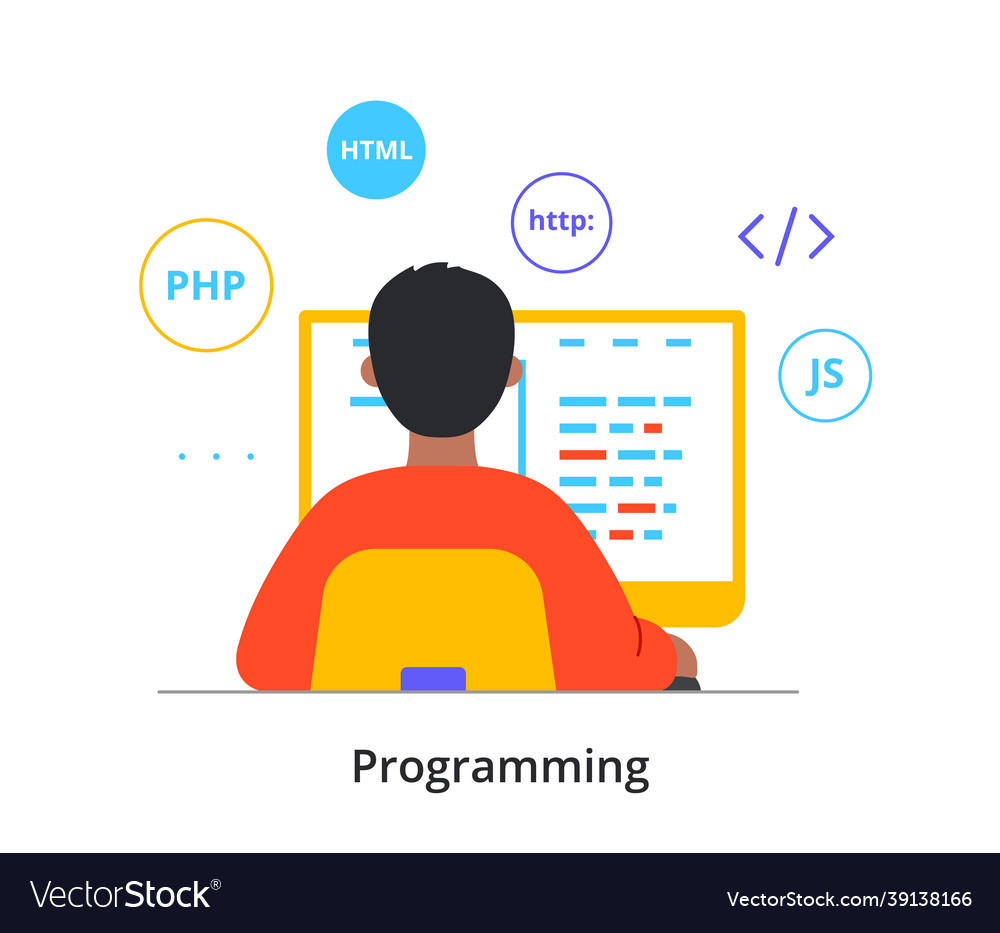 Developer at work concept Royalty Free Vector Image