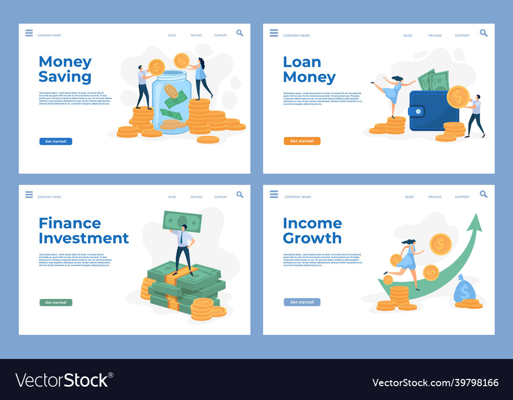 Finance landing pages with flat characters Vector Image