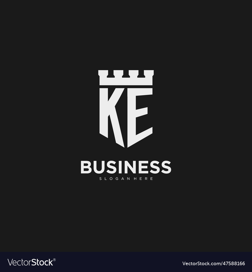 Initials ke logo monogram with shield Royalty Free Vector