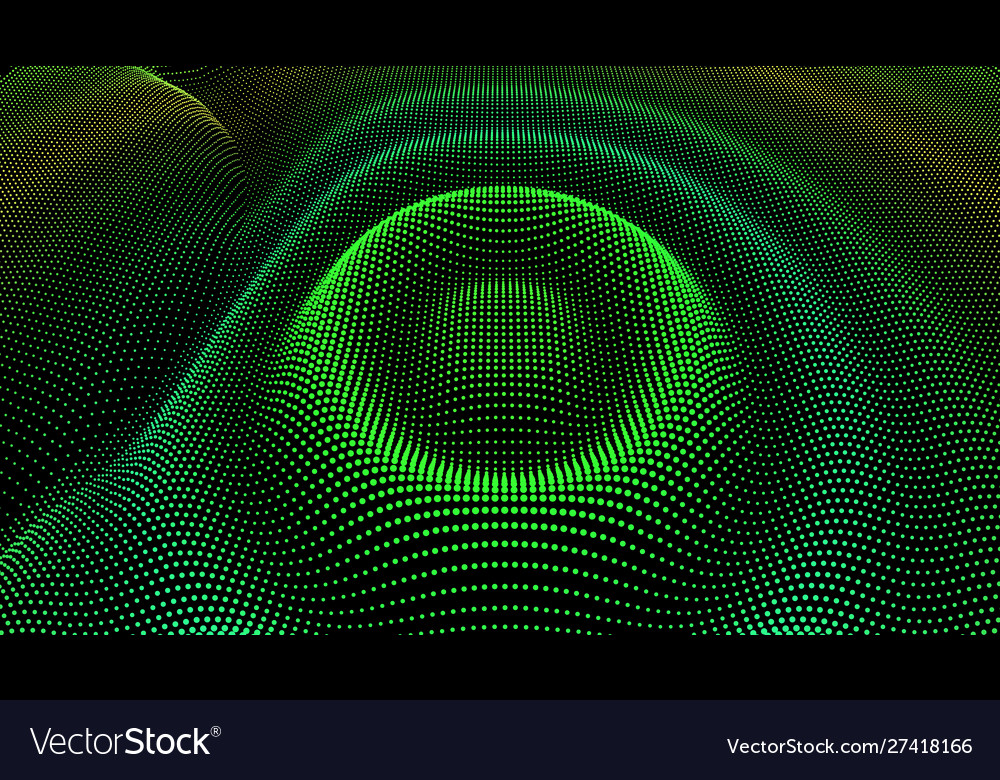 Particle 3d wavy ripple effect color grid surface