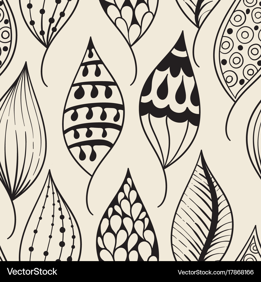 Seamless pattern with doodle leaves Royalty Free Vector