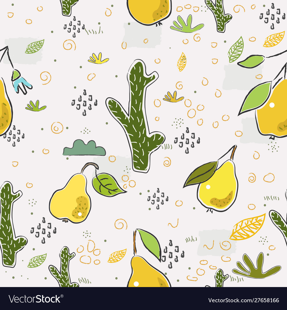 Seamless pattern with hand drawn cacti