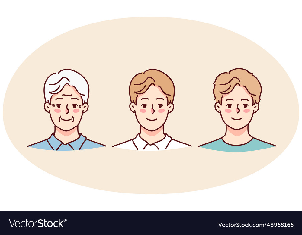 Set of man aging