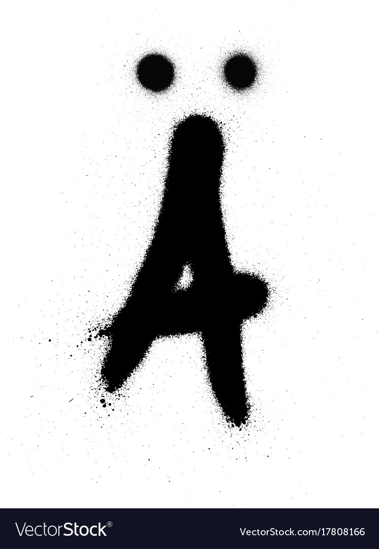 Sprayed scandinavian graffiti vowel font in black