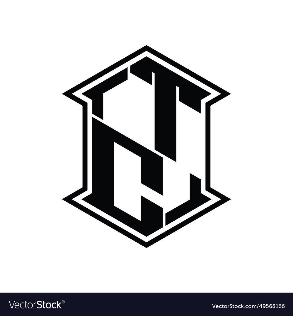 Tc logo monogram hexagon shield shape up and down