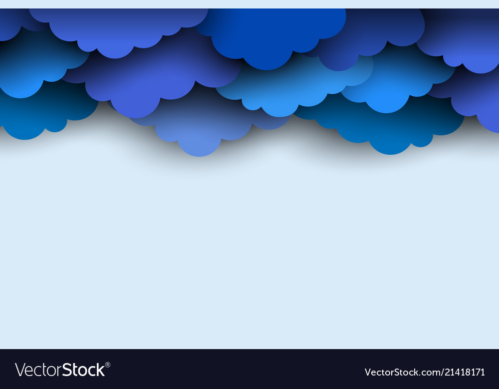 border of blue paper cut clouds for design with vector image clouds design