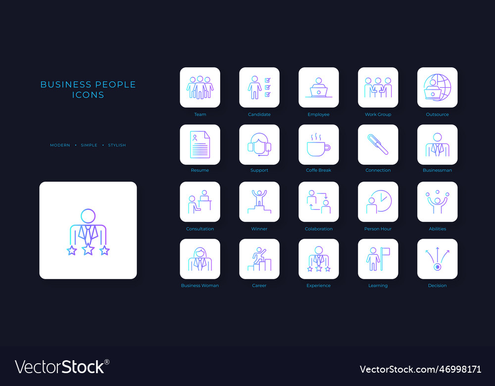 Business people icons collection with blue